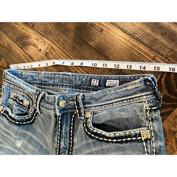 Miss Me Boyfriend Jeans Women 27 Thick Stitch Y2K Grunge Western Cowgirl Aztec - Picture 5 of 12
